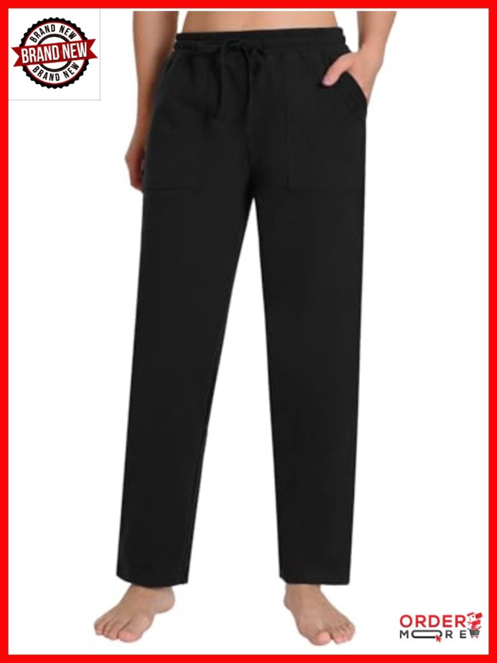 Petite Cotton Sweatpants 26" Inseam 3 Pockets Drawstring